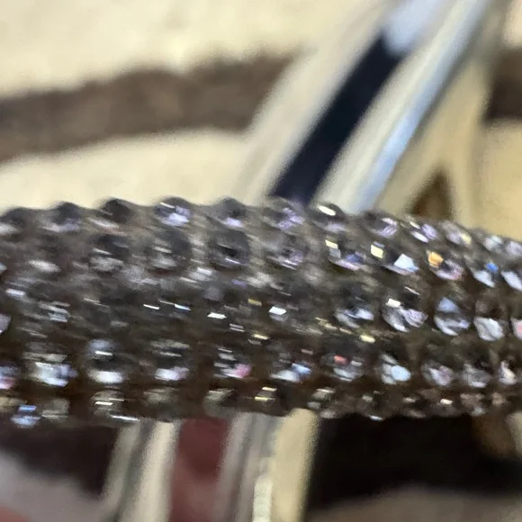 Crystal encrusted straps Elegant Silver Strappy Heels - Picture 6 of 7